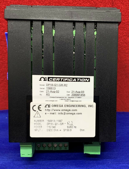 Omega DP18-Q1-GR-R2 Digitale paneelmeter / temperatuurregelaar 115VAC 50/60Hz