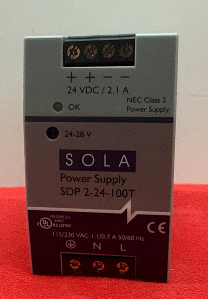 SOLA POWER SUPPLY SDP 2-24-100T 24VDC / 2.1A