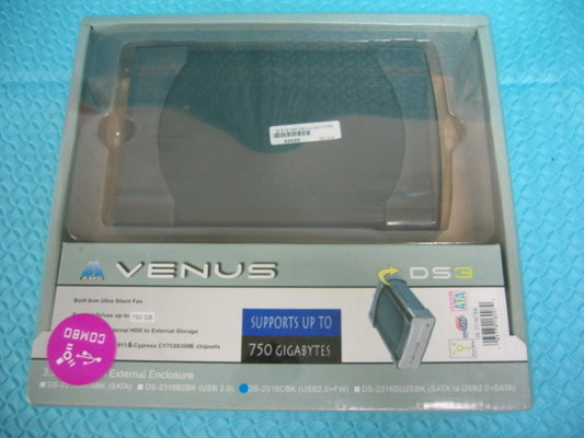 VENUS DS3 3.5" ALUMINUM EXTERNAL ENCLOSURE SUPPORT UP TO 750 GB  SATA TO USB2