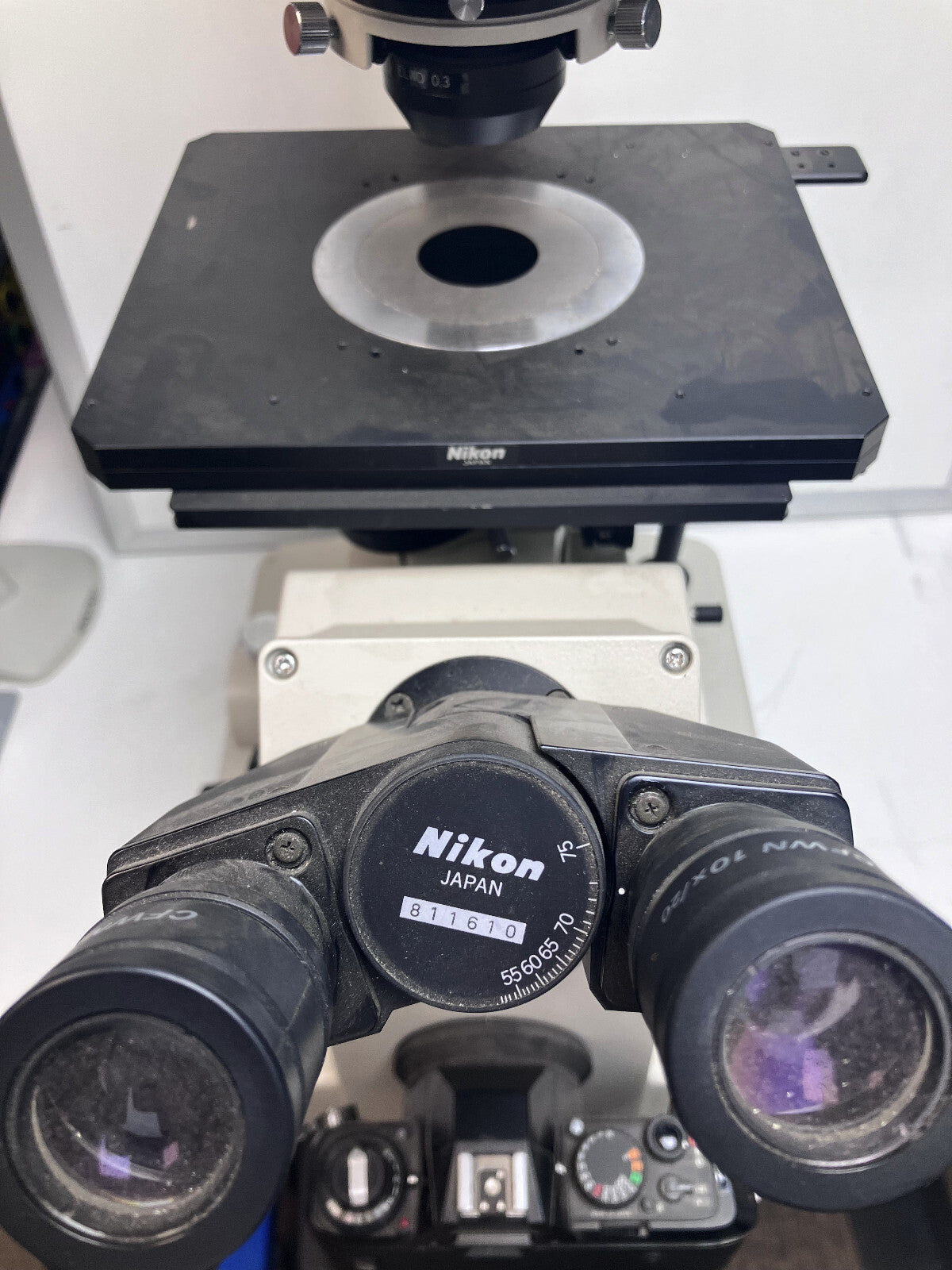 NIKON DIAPHOT INVERTED MICROSCOPE  1.3-40 X MAGNIFICATION FOR PARTS REPAIR