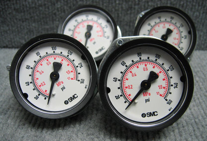 Menge: 4 SMC-PNEUMATIK-MESSGERÄTE 0–160 PSI 0–1,1 MPa
