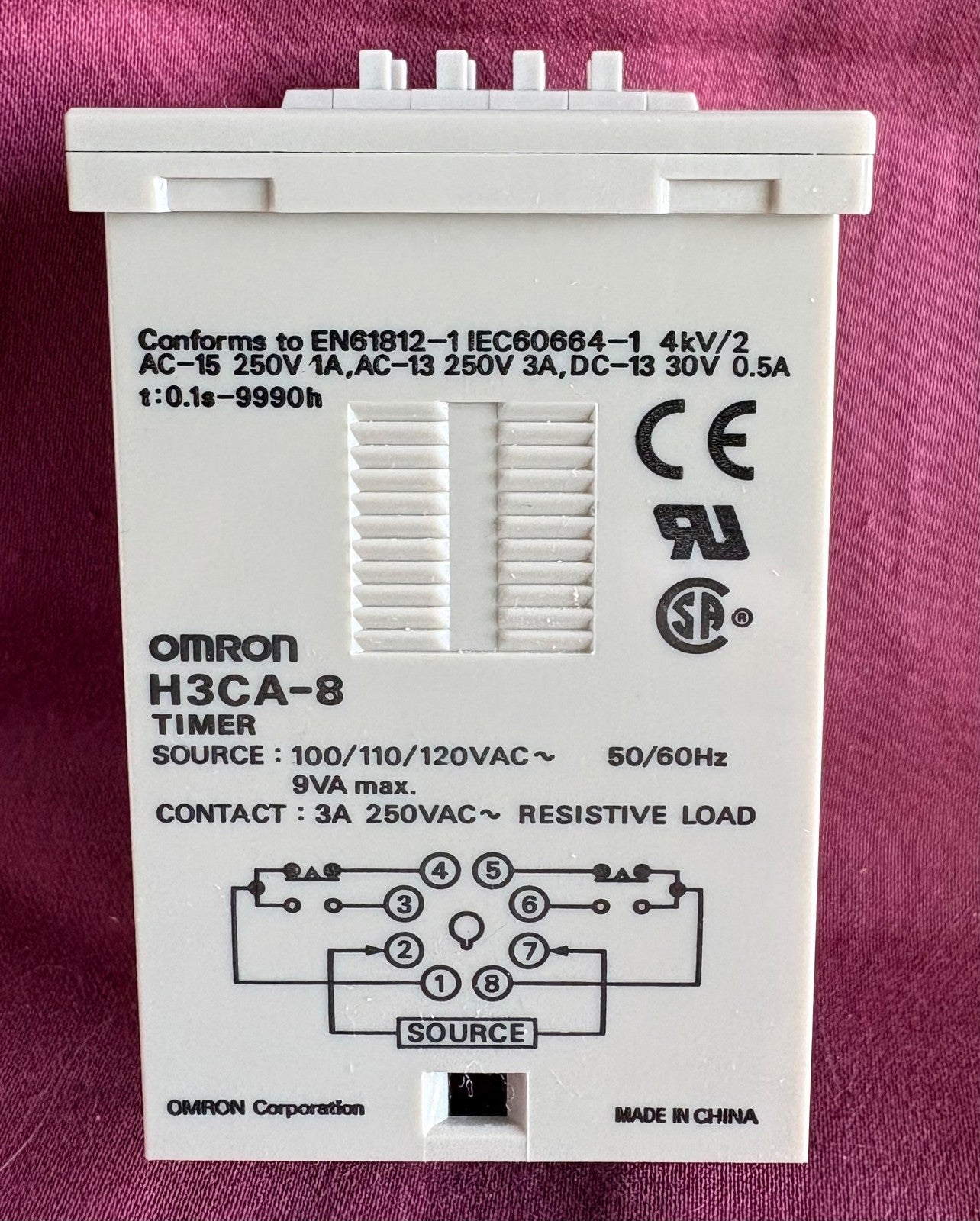 OMRON H3CA / H3CA-8 TIMER RELAY 99.9s TO 9990h,100/110/120V AC