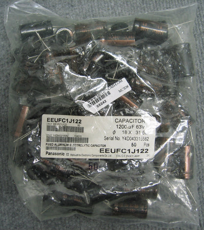 PANASONIC EEU-FC1J122 Elektrolytkondensator, 1200 µF, 63 V, 50 IM TASCHE