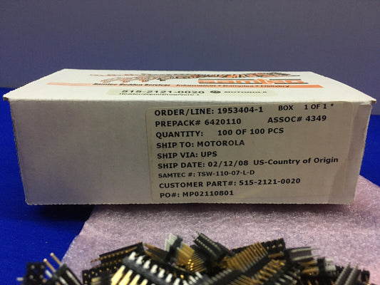 1 PKG OF 100 PCS -  SAMTEC MOTOROLA TSW-110-07-L-D 515-2121-0020 HEADER