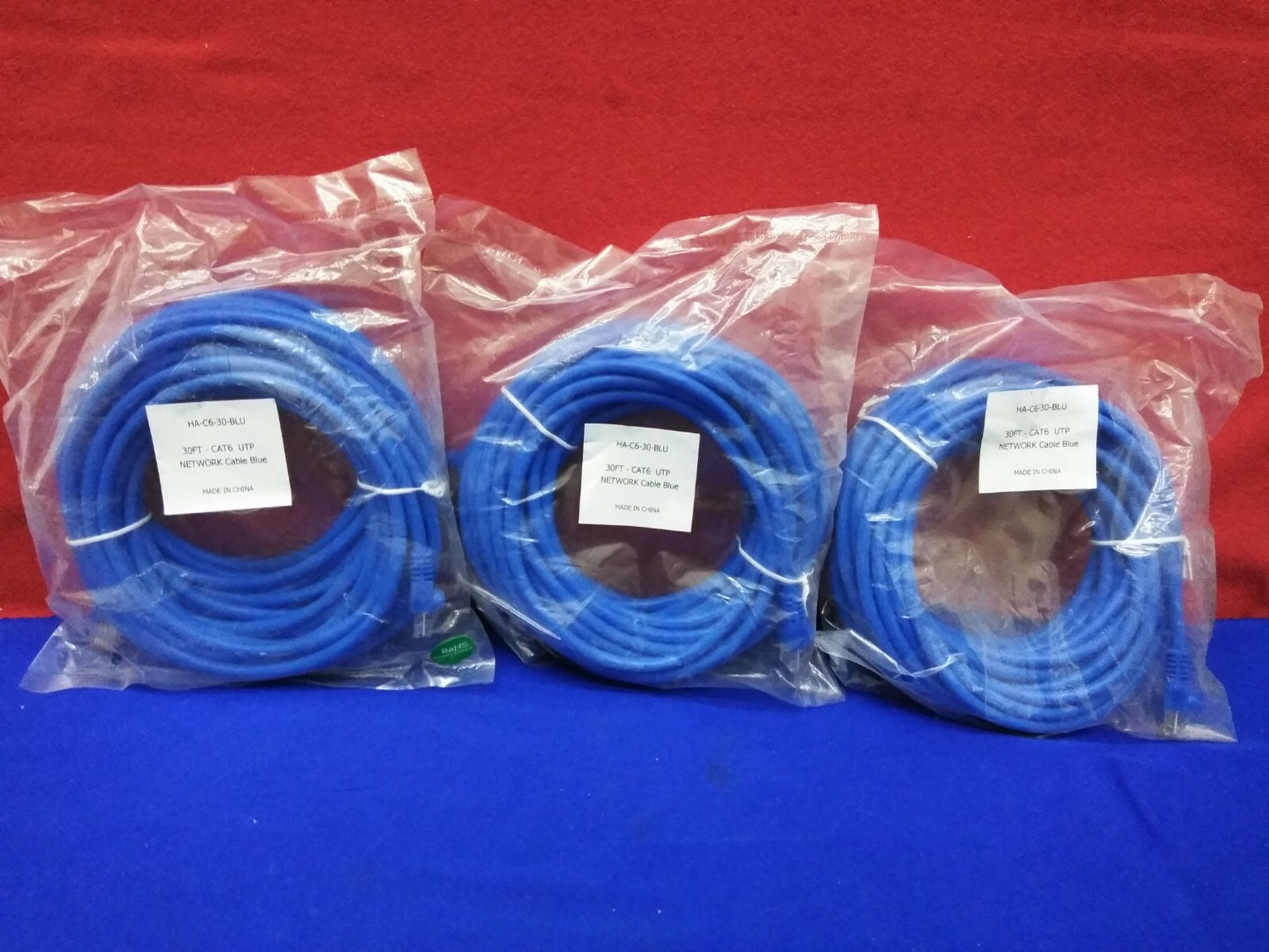 QTY 3 - HA-C6-30-BLU 30FT-CAT6 UPT CAVO DI RETE BLU