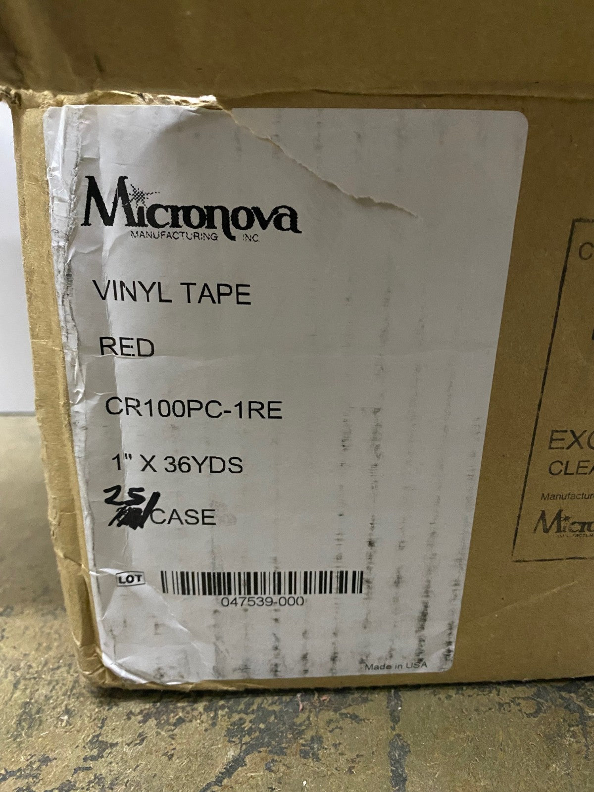 MICRONOVA CR100PC-1RE / CR100PC RED VINYL CLEANROOM TAPE   1" X 36YDS