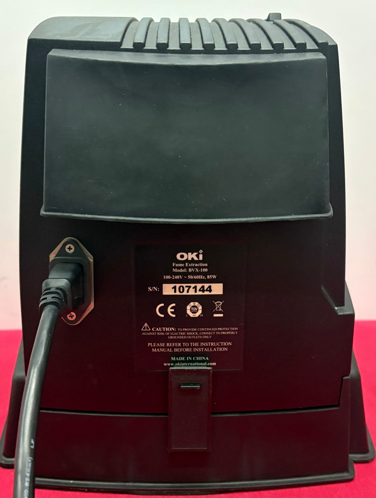 OKI BENCH TOP FUME EXTRACTION BVX-100 - MISSING BOTTOM STAND w/HOSE
