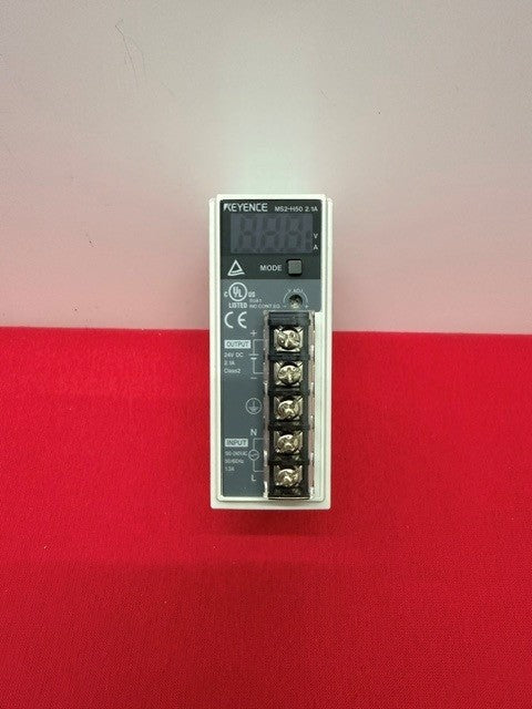 Keyence MS2-H50 50W compact switching power supply featuring a built-in monitor