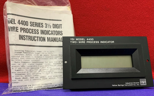 Panneau indicateur de processus à deux fils YSI YELLOW SPRINGS 4450 AFFICHAGE 4450/SC/4-20