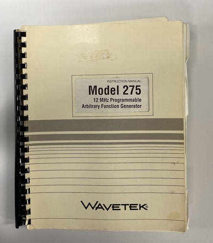 WAVETEK® BEDIENUNGSANLEITUNG 1300-00-023 REV 6/89 FÜR MODELL 275