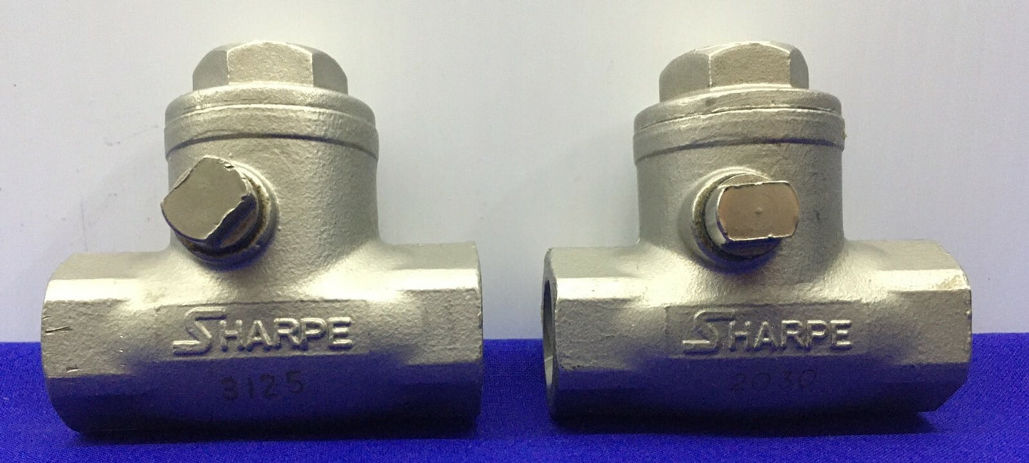 1 LOTTO QTY DI 2 - VALVOLA DI RITEGNO A SBALZO SHARPE 3/8 NPT CF8M 