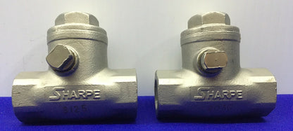 1 LOTTO QTY DI 2 - VALVOLA DI RITEGNO A SBALZO SHARPE 3/8 NPT CF8M 