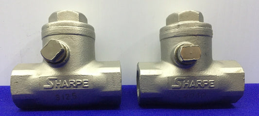 1 LOTTO QTY DI 2 - VALVOLA DI RITEGNO A SBALZO SHARPE 3/8 NPT CF8M 