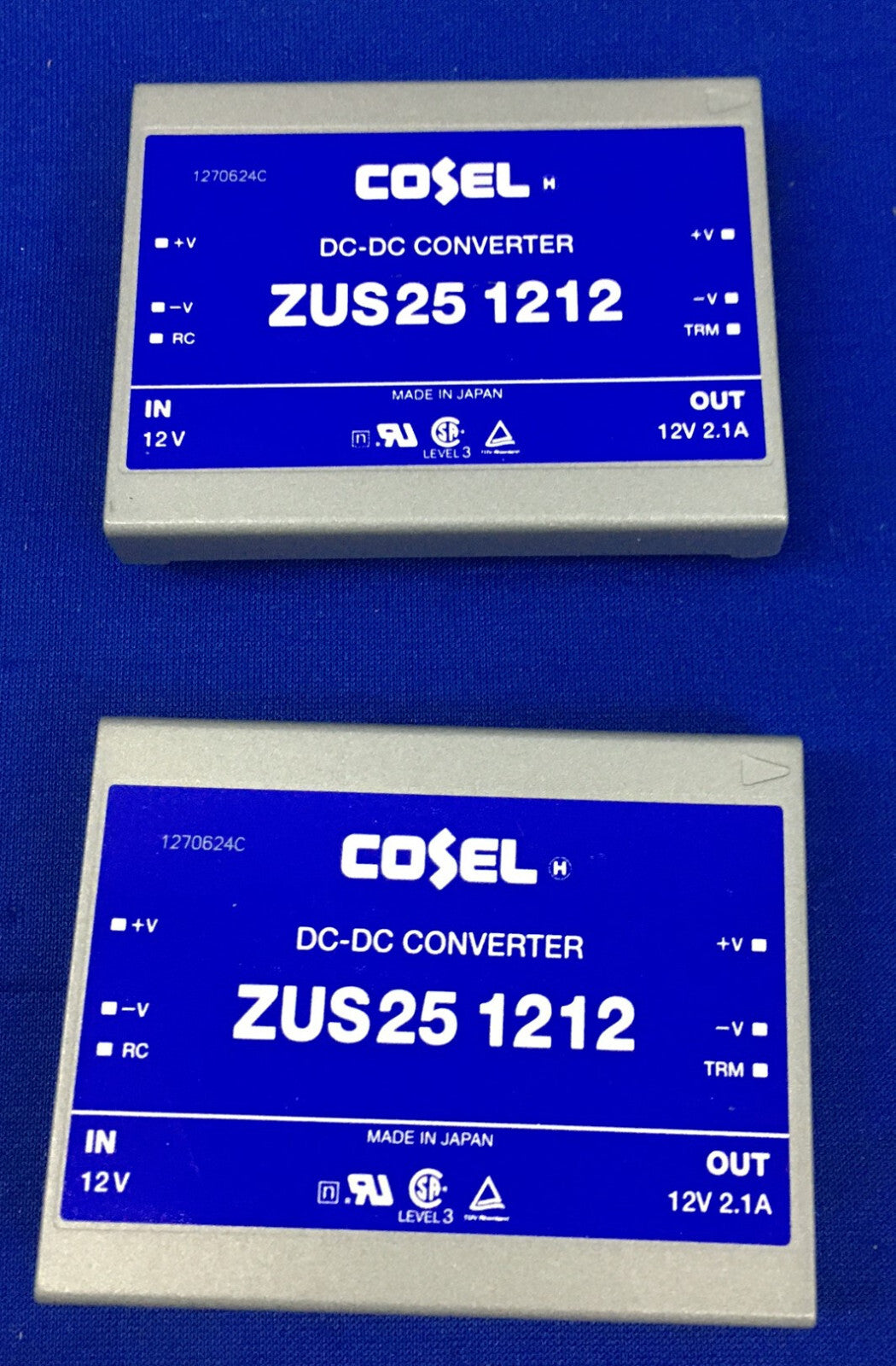 LOTE DE 2 CONVERTIDORES DC-DC COSEL ZUS251212/1270624C ENTRADA:12V, SALIDA:12V 2.1A