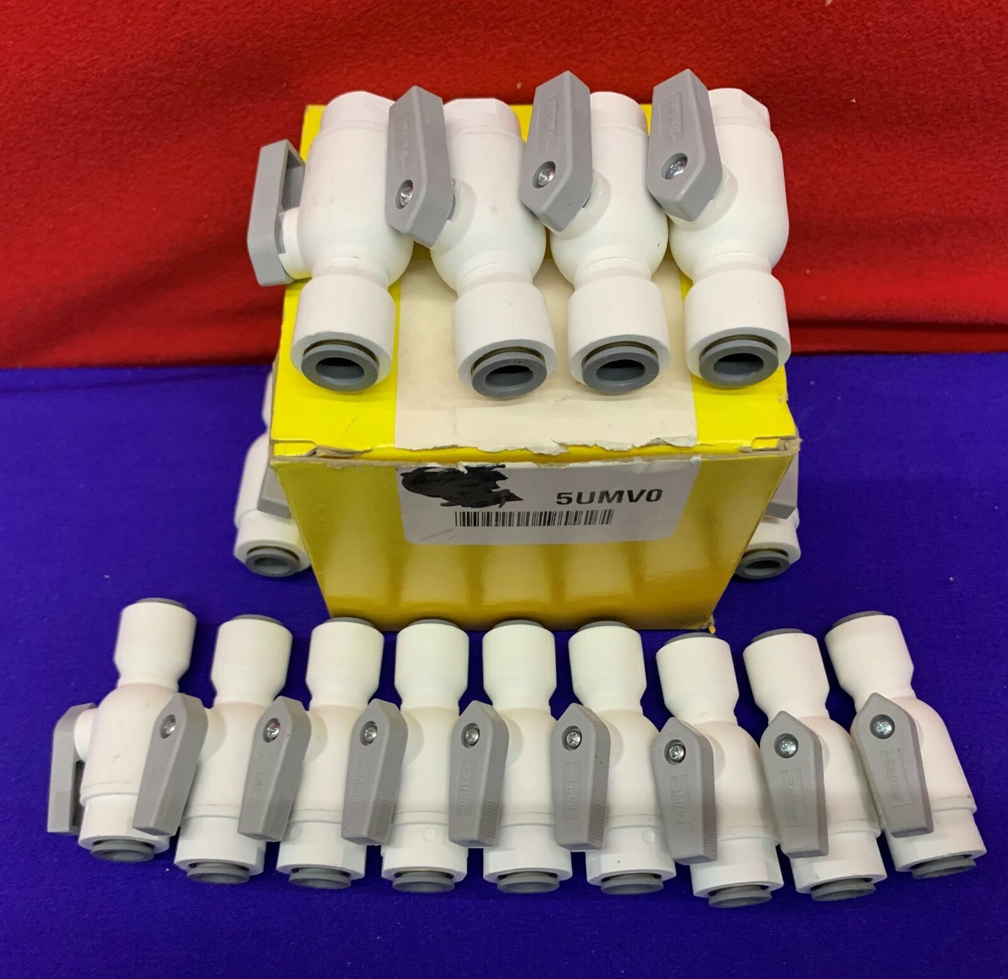 Lot van 15 - Parker kogelkraan 5UMV0 / Inline / Buismaat 3/8” / Buismaat 3/8” 