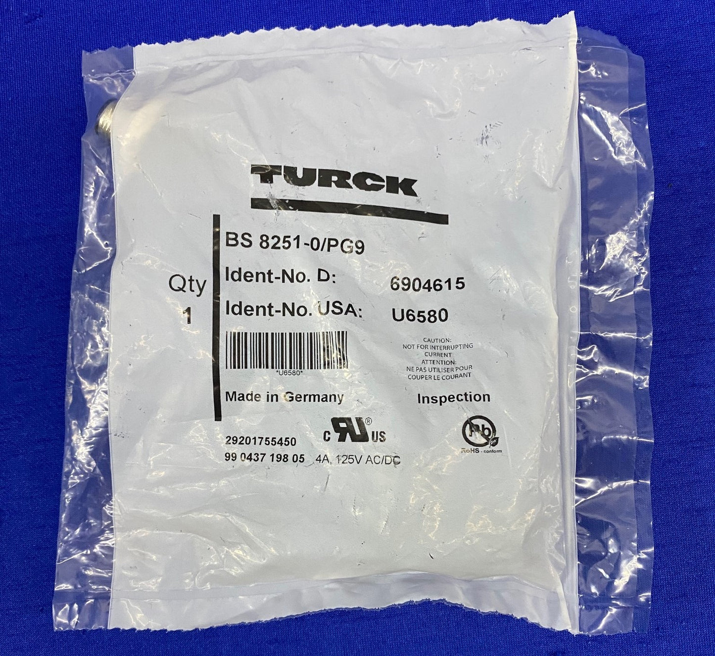 TURCK BS 8251-0/PG9 CIRCULAR M12 RIGHT ANGLE PLUG SCREW TERM 5 POSITION