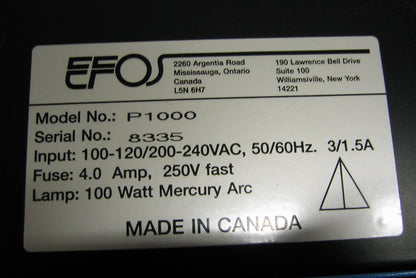 EFOS ULTRACURE 100SS PLUS PAS DE LAMPE MAUVAISE ALIMENTATION NON TESTÉ - PIÈCES OU RÉPARATION