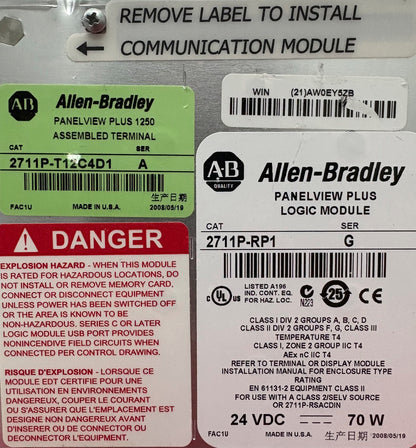 Allen Bradley AB PANELVIEW PLUS 1250 2711P-RP1 SER G LOGIC MODULE - PARTS/REPAIR