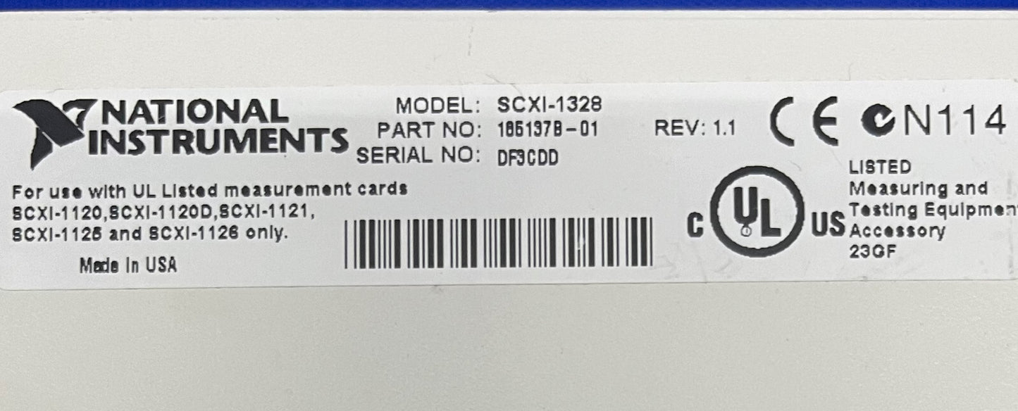 NI NATIONAL INSTRUMENTS SCXI-1328 PART 185137B-01 ISO THERMAL TERMINAL BLOCK