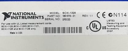 NI NATIONAL INSTRUMENTS SCXI-1328 PART 185137B-01 ISO THERMAL TERMINAL BLOCK