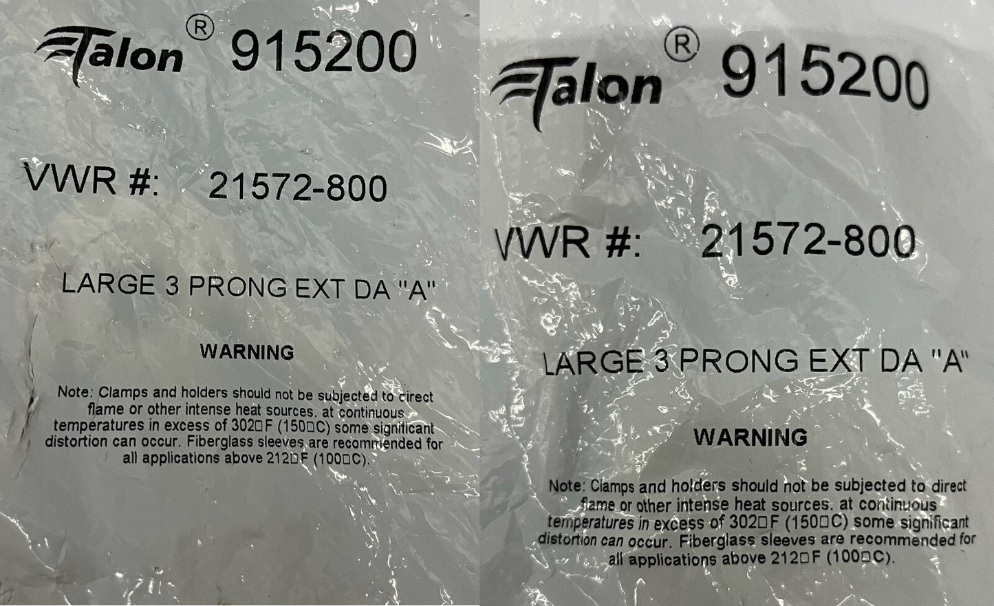 VWR TALON® 915200 21572-800 LARGE 3 PRONG EXT DA “A” LAB EXTENSION CLAMPS  QTY 2