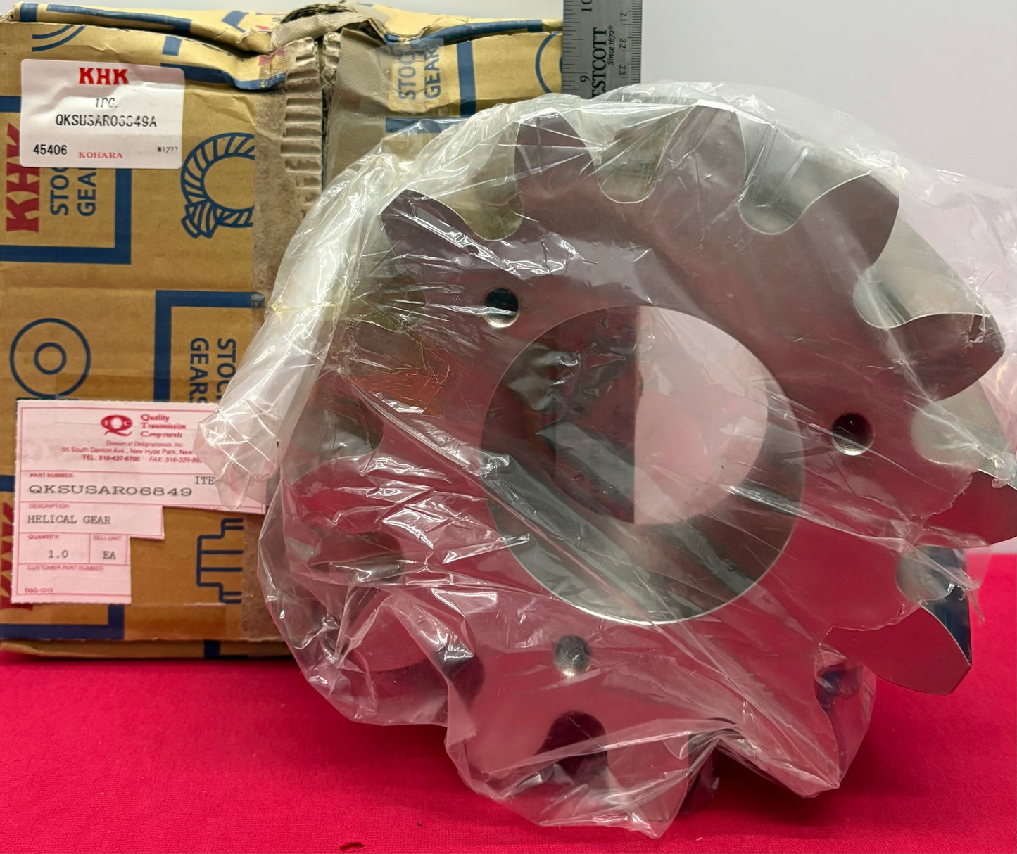 KHK HELICAL GEAR RIGHT-HAND SS 13 TEETH BORO SZ 3 3/4” 8 1/2” OD QKSUSAR06849A