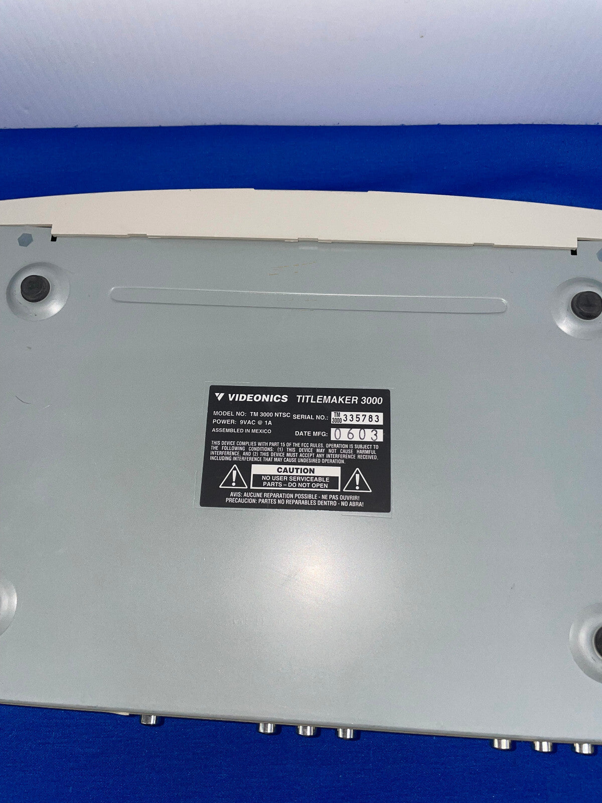 VIDEONICS, TM3000NTSC, VIDEO TITLEMAKER 3000 Parts or repir unable to test