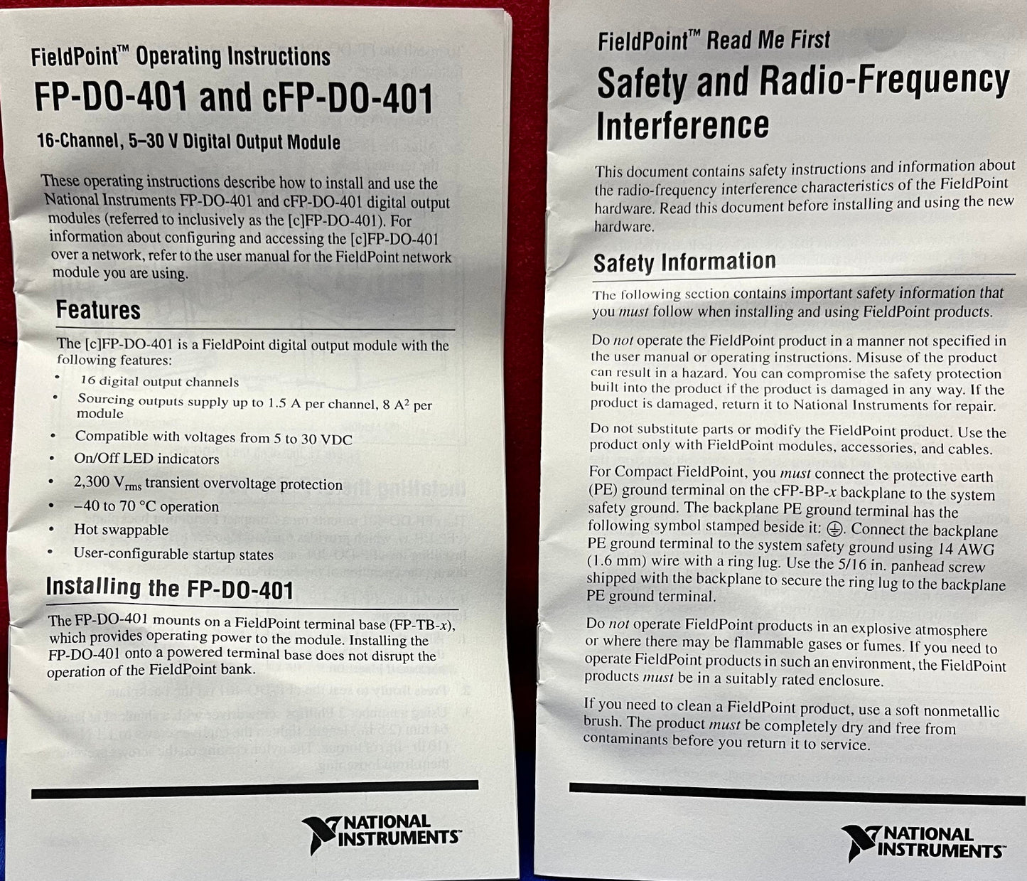 NATIONAL INSTRUMENTS FP-DO-401 POINT DE TERRAIN 16 CANAUX 5-30 VCC
