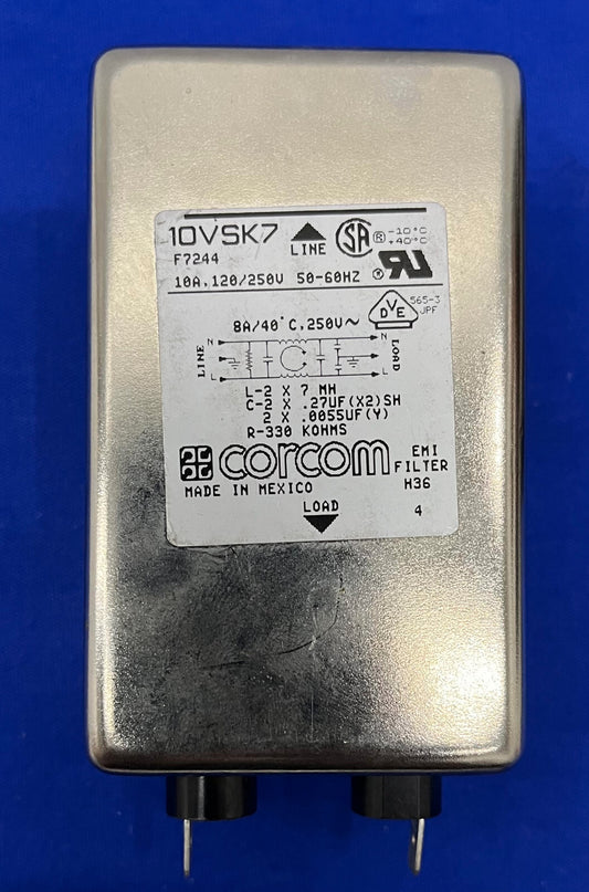 CORCOM EMI FILTER 10VSK7 / F7244 10A 120/250V 50-60HZ