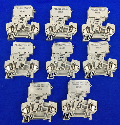 1 LOT QTY OF 8 WAGO 281-611/281-418 281611281418 2-CONDUCTOR FUSE TERMINAL BLOCK