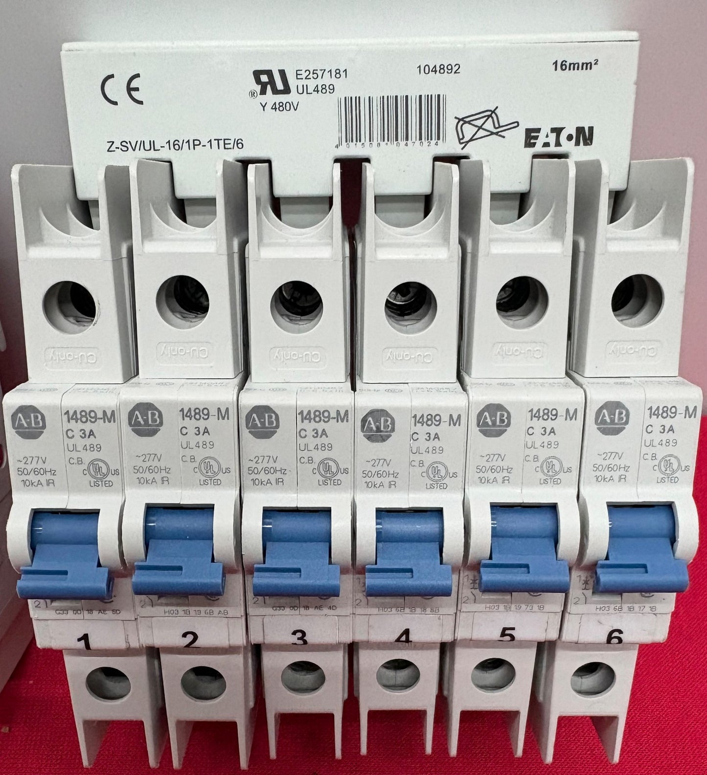 AB 1489-M1C030 SINGLE POLE CIRCUIT BREAKER -2 EATON  Z-SVUL-16/1P-1TE/6 -  QTY 2