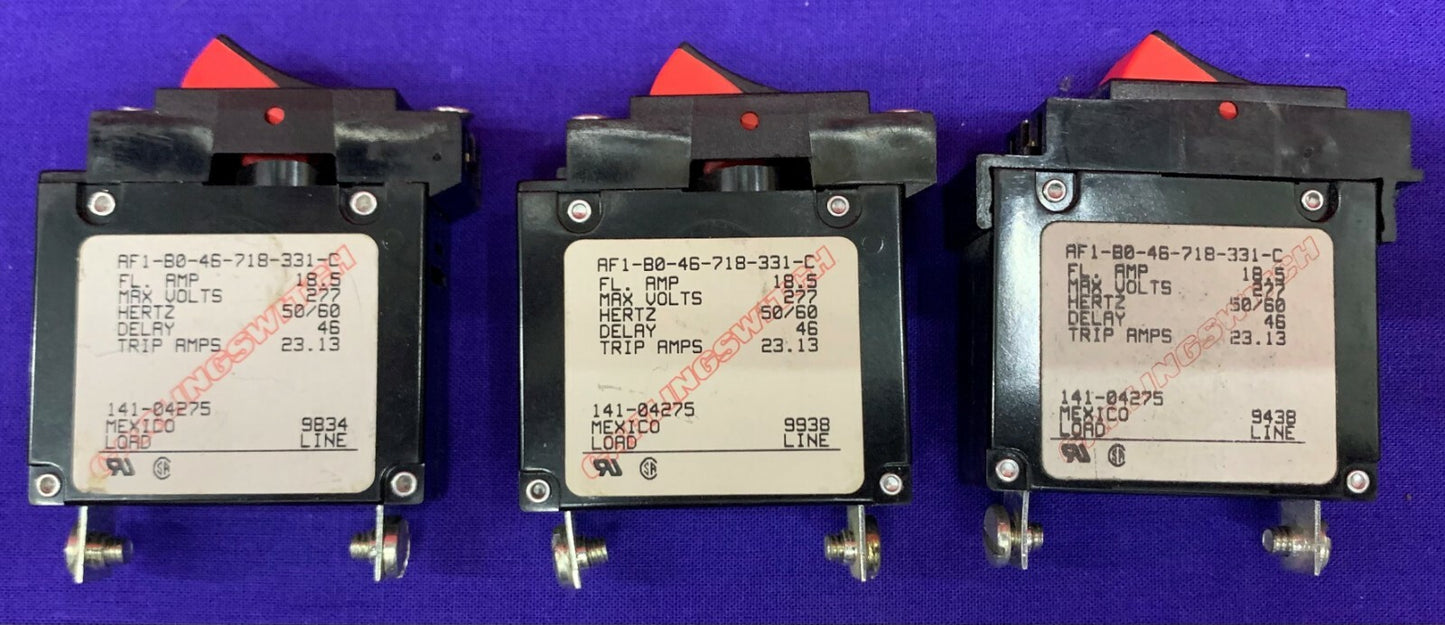 Lotto di 3 interruttori AF1-B0-46-718-331-C 18,5 AMP 277 V Max / Ampere di intervento 23,1 