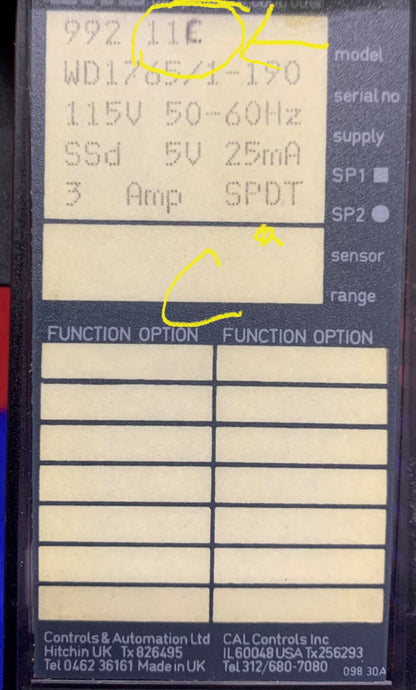Controlador de temperatura Danaher Cal Controls 9900 992.11C 99211C Grados C