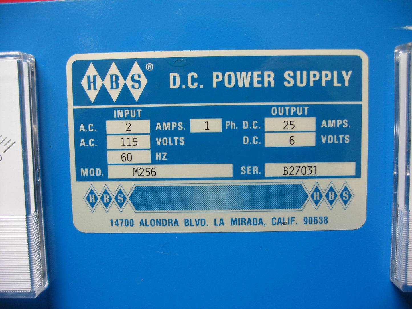 HBS ®  M256 D.C. POWER SUPPLY - FOR PARTS/REPAIR/UNTESTED