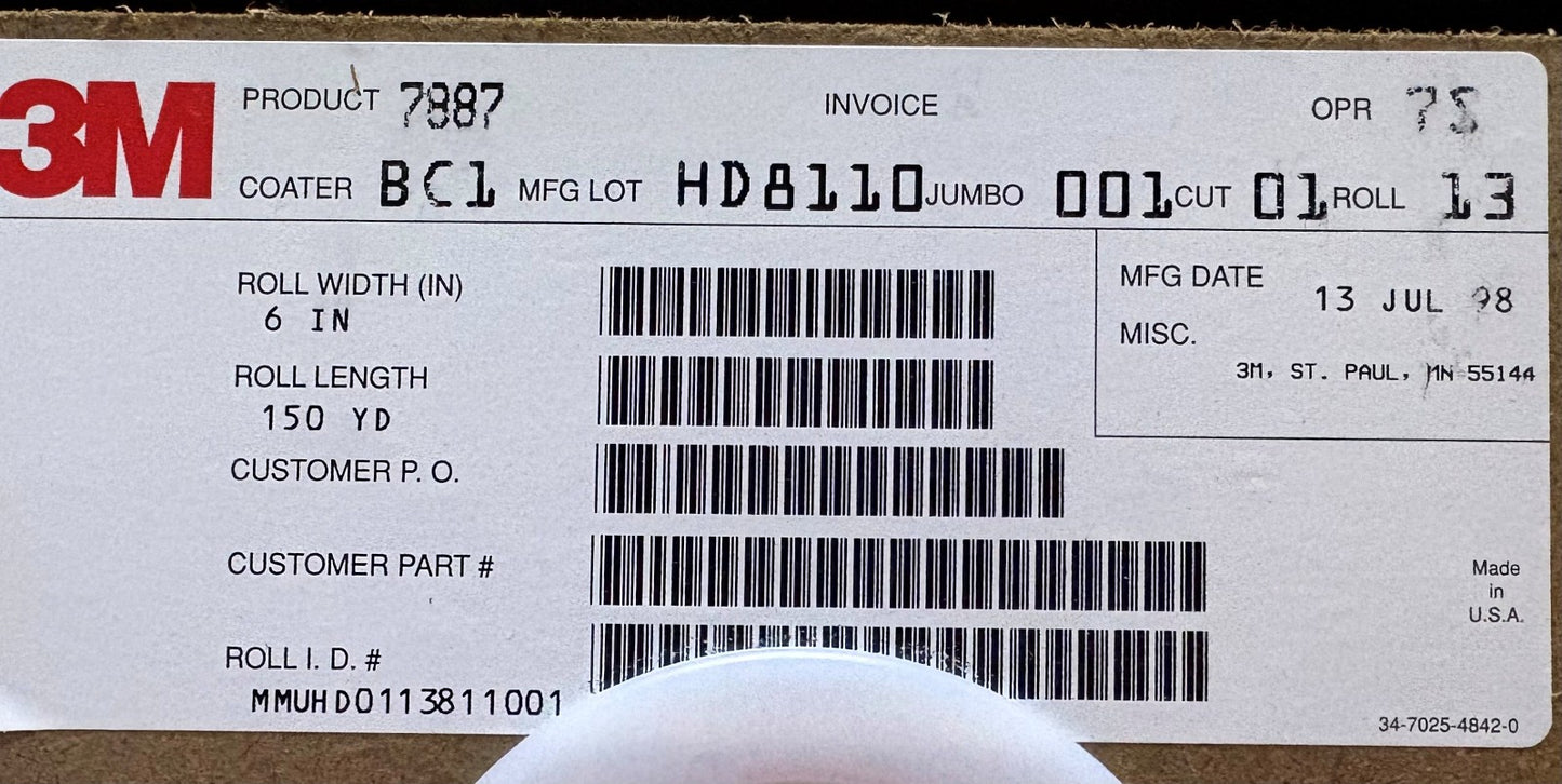3M 7887 SILVER LABEL COMPUTER-IMPRINTABLE POLYESTER LABLE TAPE ROLL - 2 BOXES