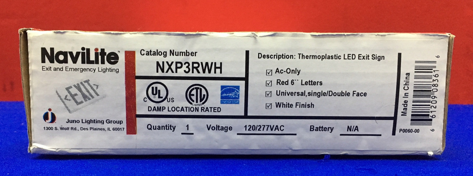 NAVILITE JUNO LIGHTING GROUP NXP3RWH THERMOPLASITC LED EXIT SIGN – MMBT ...