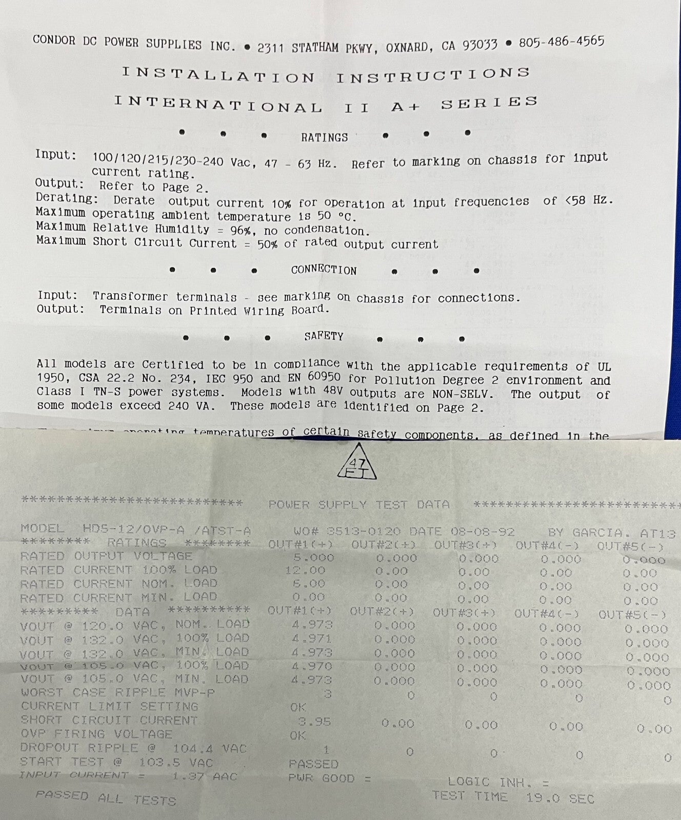 FUENTE DE ALIMENTACIÓN CC CONDOR HD5-12/OVP-A+ 5 V 12 A 