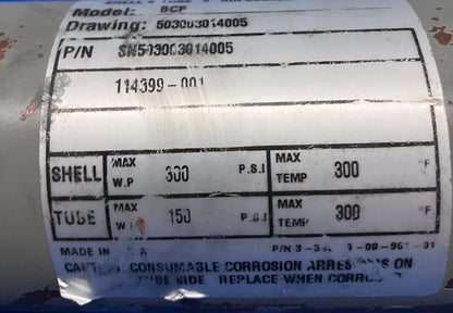 ITT STANDARD BCF HEAT EXCHANGER 14'' X 3'' SN# 503003014005