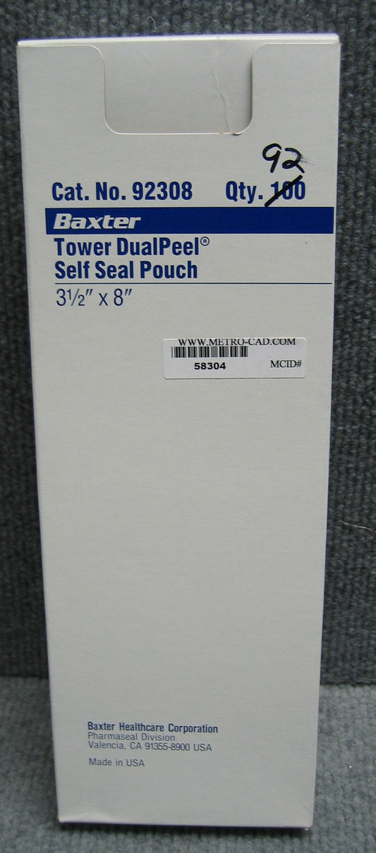 BAXTER HEALTHCARE CAT. NO. 92308,TOWER DUALPEEL,SELF SEAL POUCH