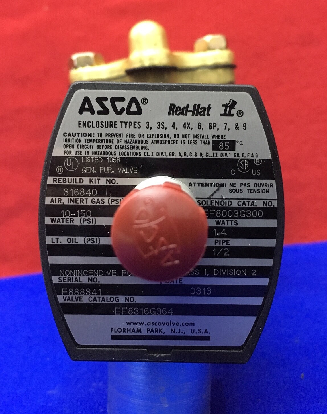 ÉLECTROVANNE ASCO RED-HAT II EF8316G364 SN F888341