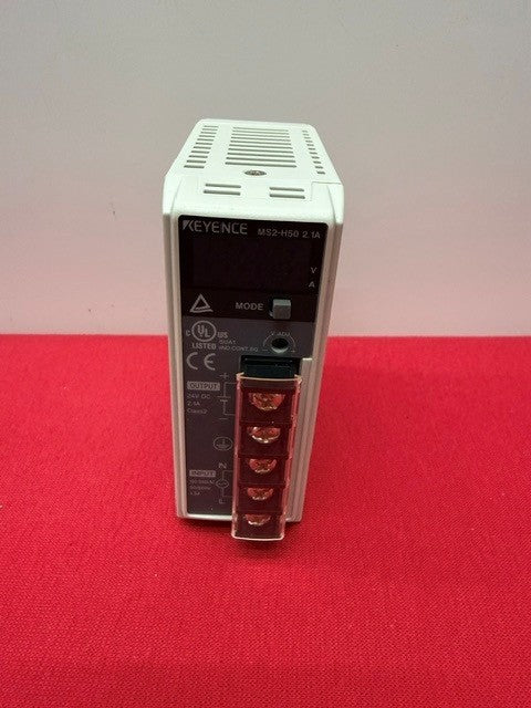 Keyence MS2-H50 50W compact switching power supply featuring a built-in monitor