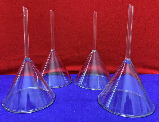 1 lot de 4 entonnoirs de remplissage en verre Kimax 58, angle de 58 degrés, tige courte 