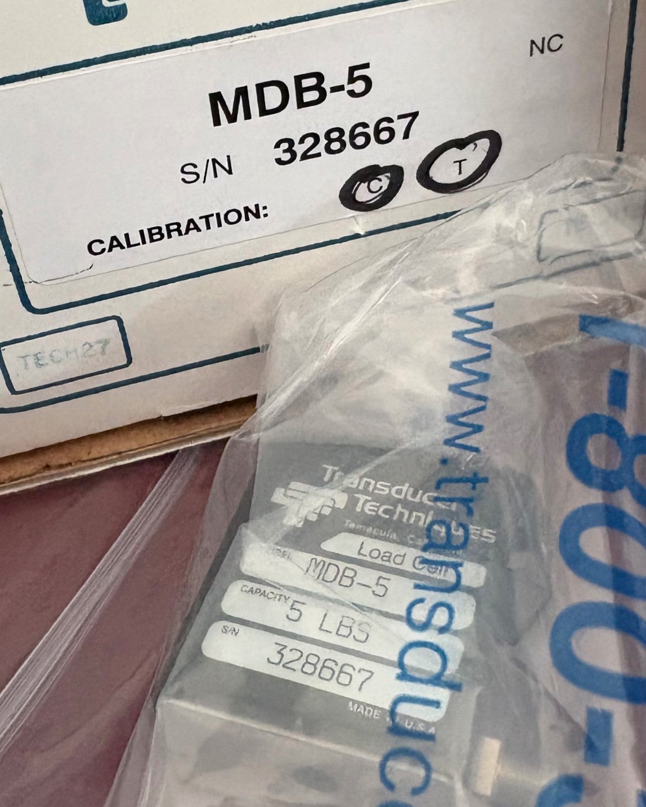TRANSDUCER TECHNIQUES MDB-5 MINI LOAD CELL 5LBS