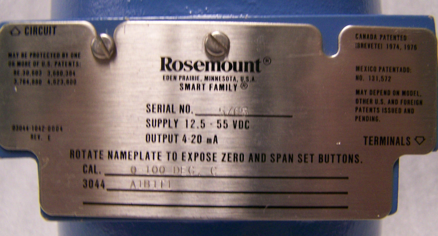 ROSEMOUNT 3044 03044-1042-0004 REV E Transmisor de temperatura 40-20 mA