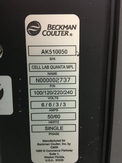 BECKMAN COULTER CELL LAB QUANTA SC 771917 SN AK340060 PER PARTI O RIPARAZIONI