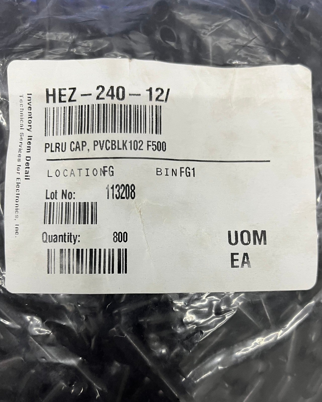 CAPLUGS BLACK PVC PLASTIC HEZ-240-12/ PLRU CAP (PACK OF 800) NEW OPEN BOX