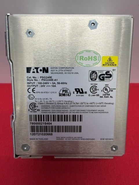 Eaton Cutler-Hammer PSG240E Power Supply 24VDC 10A 240W DIN Rail Class I Div 2