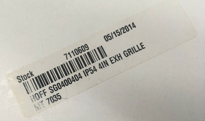 HOFFMAN SG0400404 IP54 4インチ排気グリル/グリルキット 7035 