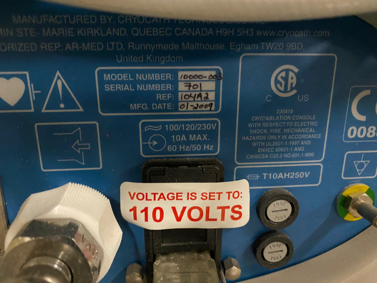 10000-003 CCT CRYOCATH 凍結手術ユニット - 部品と修理
