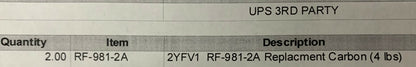 AANTAL 2 - EXTRACT-ALL RF-981-2A VERVANGENDE KOOLSTOF VOOR ALLE 981 NAVULBARE MODULES